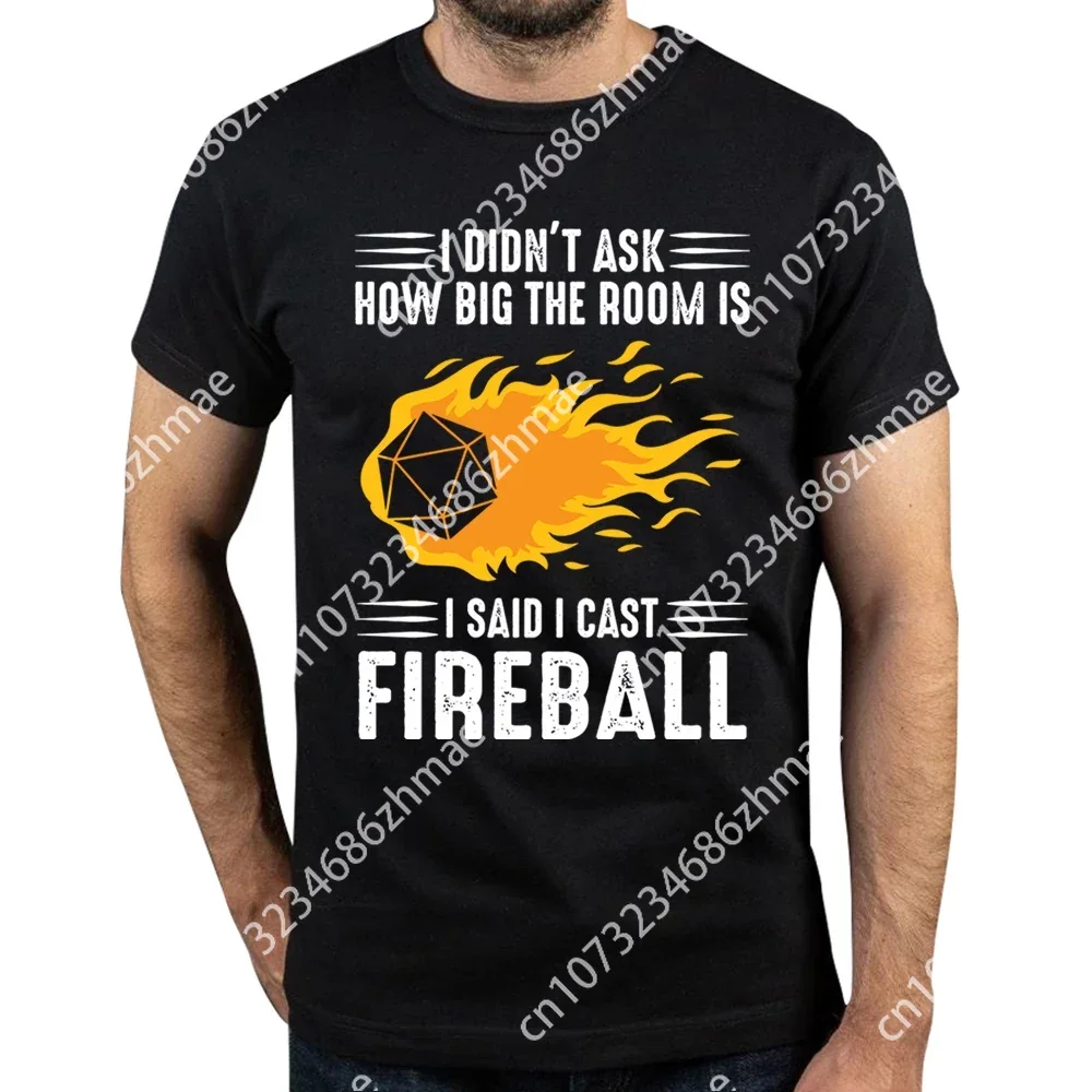 I Cast Fireball Streetwear Divertente Abbigliamento Nero Maglietta Da Uomo Dnd Dragon Dadi Rpg Da Tavolo Manica Corta Dnd Game D20 T-Shirt