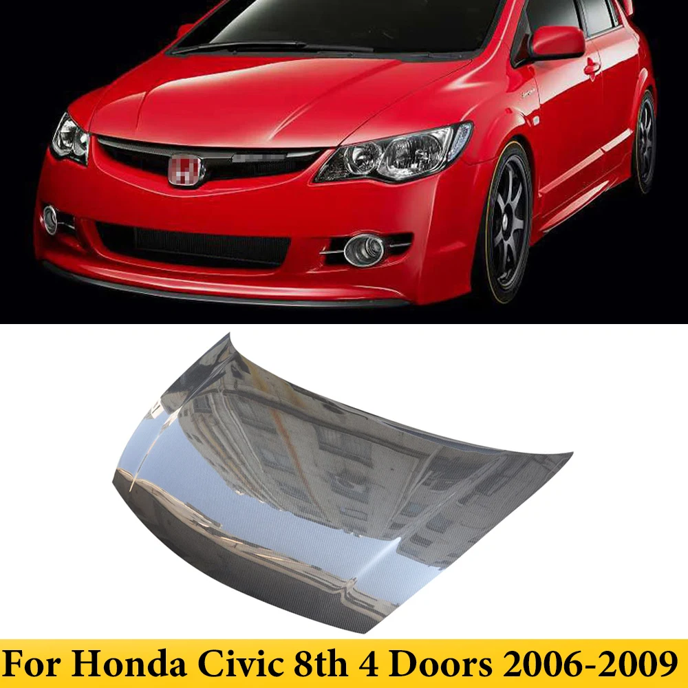 

Передняя крышка капота двигателя из углеродного волокна для Honda Civic 8, 4 двери 2006-2009, Стайлинг автомобиля