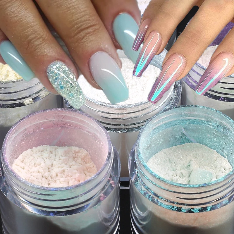 1 Box Mirror Glitter Nail Powder Holographic Nail Glitter Aurora Chrome