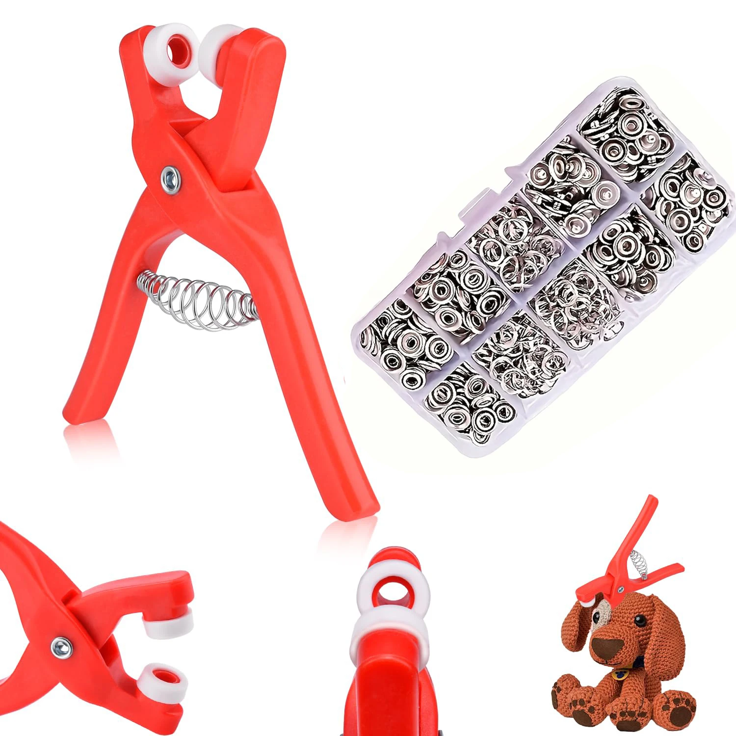 Snap Button Kit with Hand Pliers - 50 Metal Snaps for Sewing and DIY Crafts
