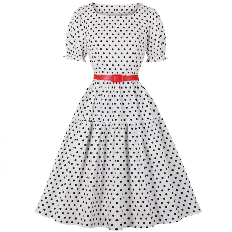 女性のためのレトロなドレス ピンナップ ヴィンテージ 50s 60s 水玉模様 スイング エレガント 22 Aliexpress