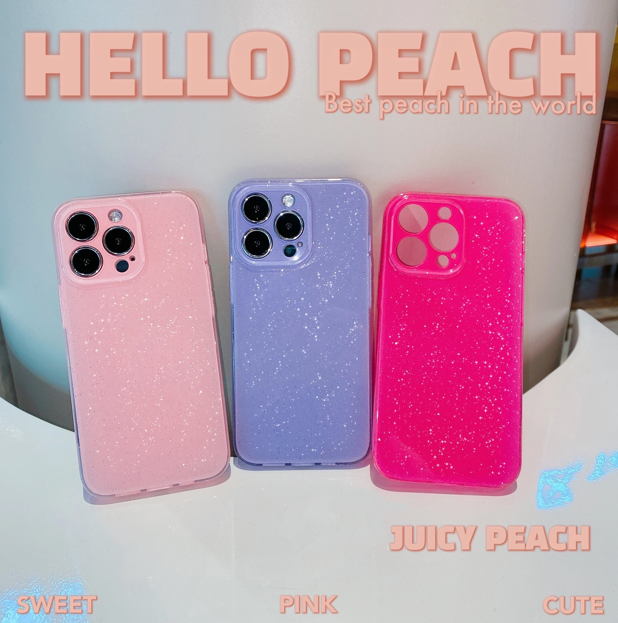 Bling Glitter Neon Color Shockproof Silicone Phone Case with Fluorescent Design