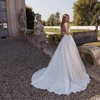 Classic Square Neck Wide Straps Wedding Dresses Sleeveless Open Back Beading Pearls Satin A Line Floor Length Vestidos De Novia 2