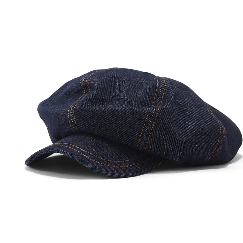 Y2K Big Size Women Girl Berets Hat Gothic Punk Denim Beret Hats Ladies Street Cool Hip Hop Rock Beret Caps