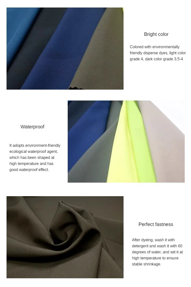 Description Picture 5 of item4 Sides Stretch Waterproof Fabric on The Down Jacket By Meters for Clothing Pants Sewing Plain Breathable Cloth Thin Smooth Blue