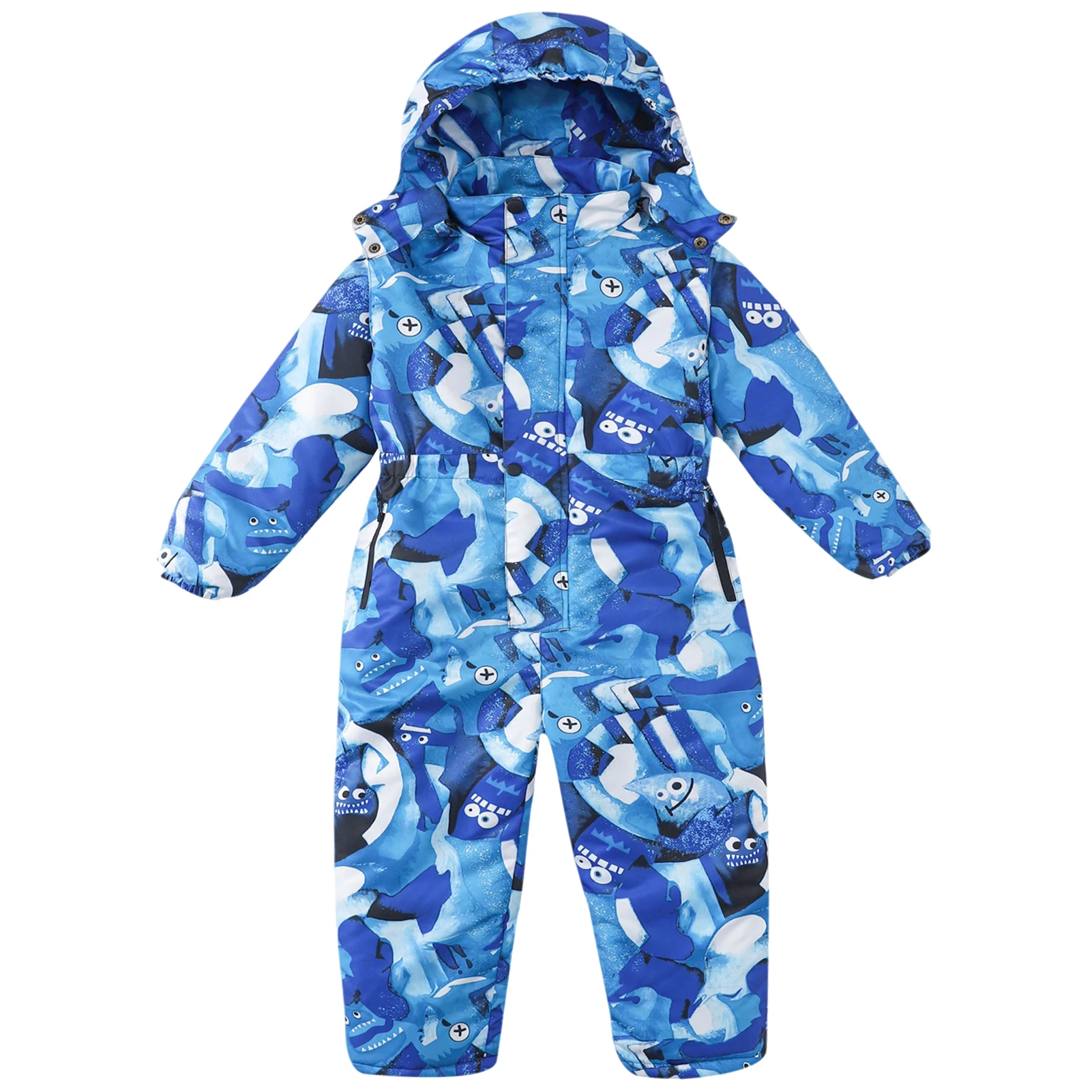 Tute da sci per bambini tuta intera per ragazzi e ragazze con cappuccio tuta da snowboard calda per bambini antivento impermeabile stampata invernale  1501