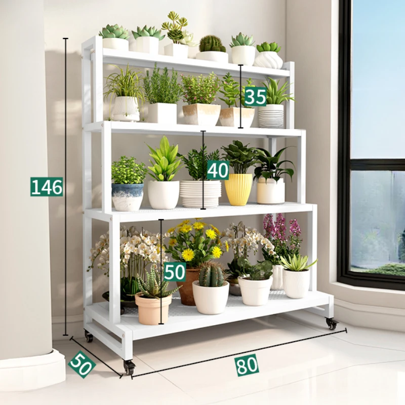 Movable Luxury Flower Shelf Balcony Tiered Wrought Iron Party Flowers Stand Table Universal Scaffale Per Piante Home Furniture