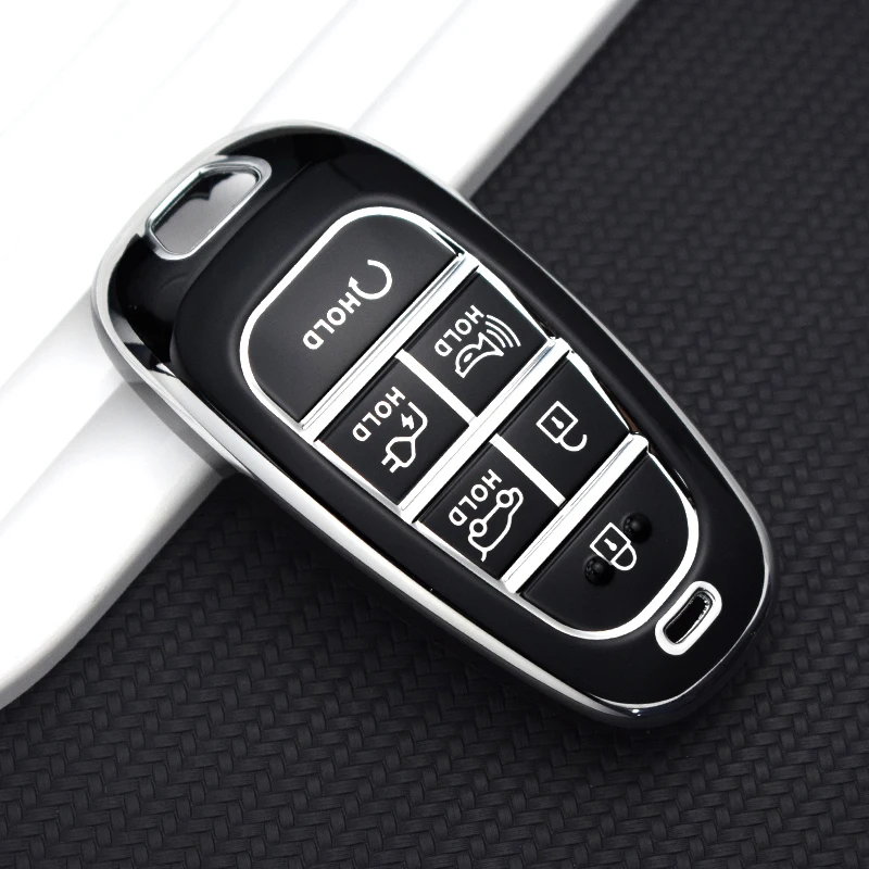 TPU Car Key Cover Auto Shell Fob Case Keychain for Hyundai Santa Fe Tucson NEXO NX4 Atos Solaris Prime Key Case Cover