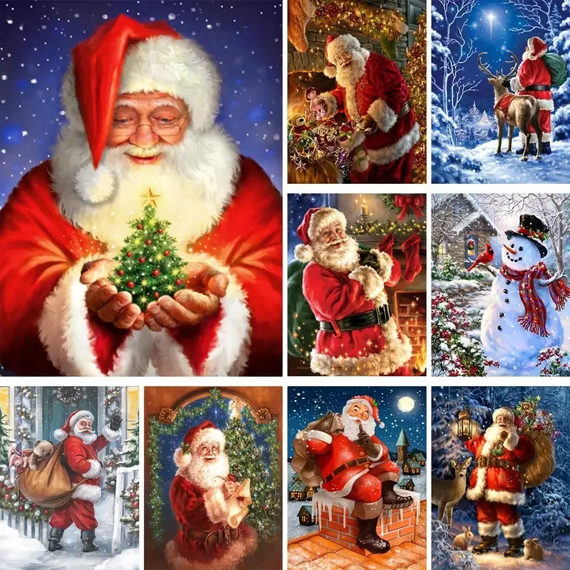 5d Diamond Painting Santa Claus  Santa Christmas Diamond Mosaic - New 5d  Diamond - Aliexpress