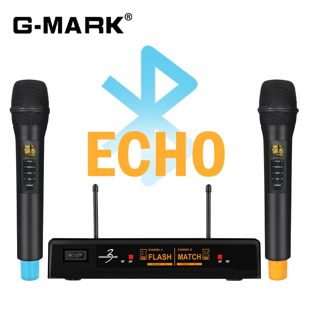 

Bluetooth Microphone Wireless G-MARK Karaoke Base 3 Professional UHF Dynamic Mic Reverb Effect For Speakers Soundbar Party KTV