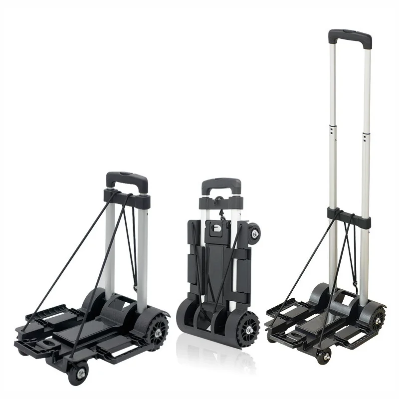 Portable Folding Luggage Travel Shopping Cart Lightweight Trolley Hand Truck Barrow Cart Home Foldable Wheel Trolley
