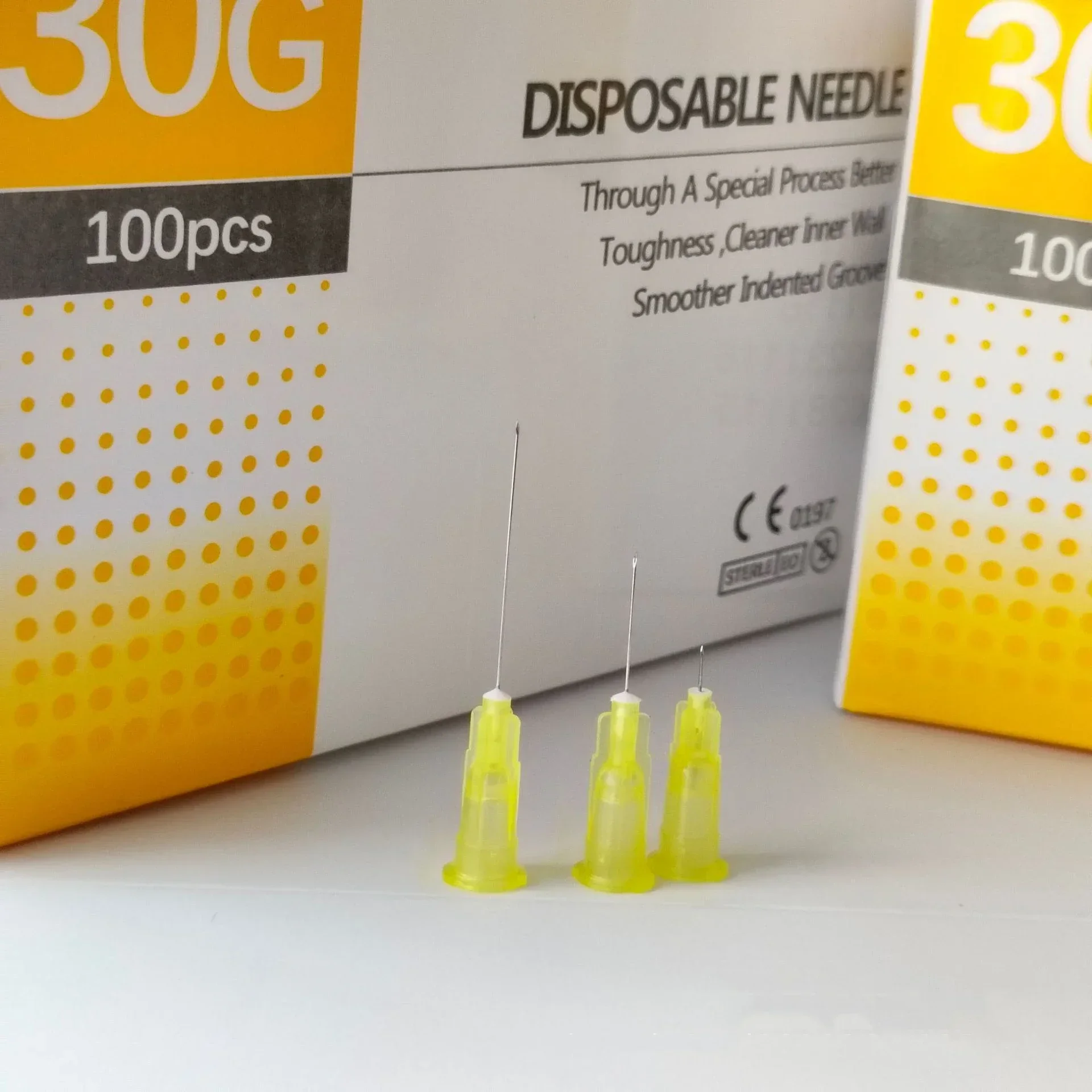 Beauty Injection Needles 100PCS 30G Painless Needle Beauty Ultrafine 4/6/13mm Piercing Transparent Syringe Injection Glue Clear Tip Cap Pharmaceutical