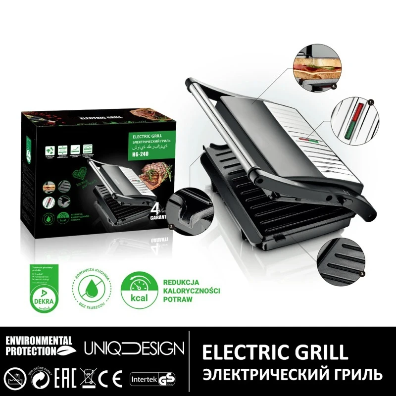 Electric Grill Steak Meat Hamburger Sandwich Maker Breakfast Machine Frying Pan Barbecue Plate EU Plug 3