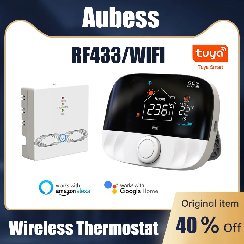 Compre Wt203-wifi Tuya RF433 Termostato Inalámbrico Calefacción Eléctrica /  Calentamiento de Agua / Control de la Aplicación de Soporte de Termostato  de Caldera de Gas de Agua en China