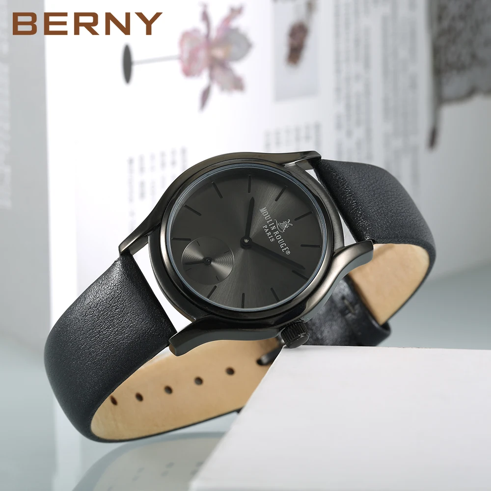 BERNY Japan Quartz Movement Women's Watch  Ladies Small Seconds Clock for Woman Casual Waterproof Business Fashion Wristwatch