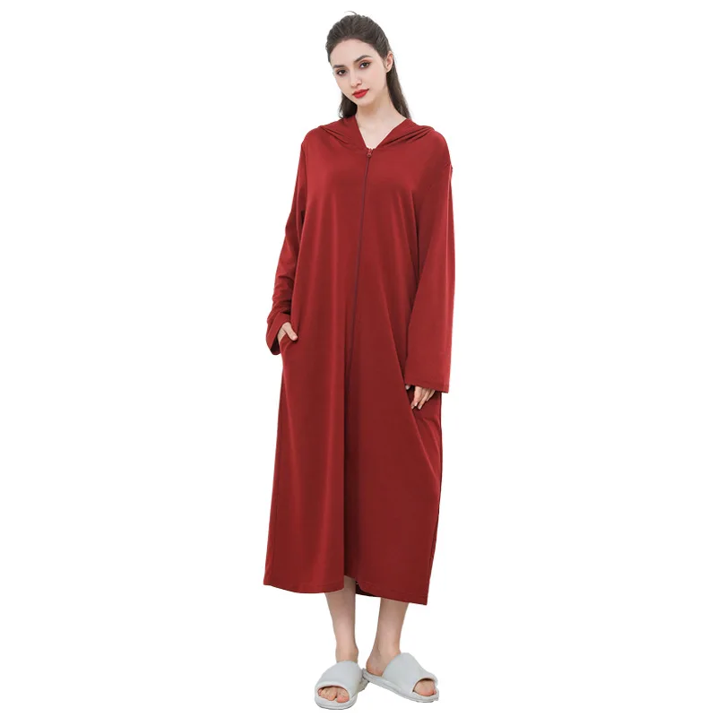Zipper Bathrobe for Couples Summer Pajamas Hooded Nightgown Thin Sleepwear Women's Long Nightgown Summer Bathrobe