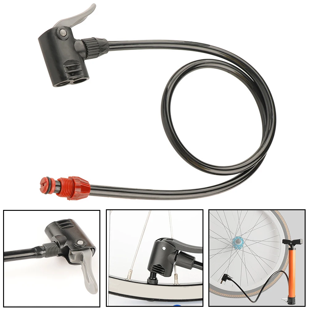 

Rubber Bike Pump Hose Dual Head AV FV DV/ 800mm Bicycle Air Pump Adapter Valve /Bicycle Parts For Woods Type Valve Connection