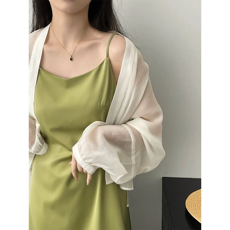 

matches with small Blazer suspender Solid colo dress elegant women's slim waist acetate satin dress frocks