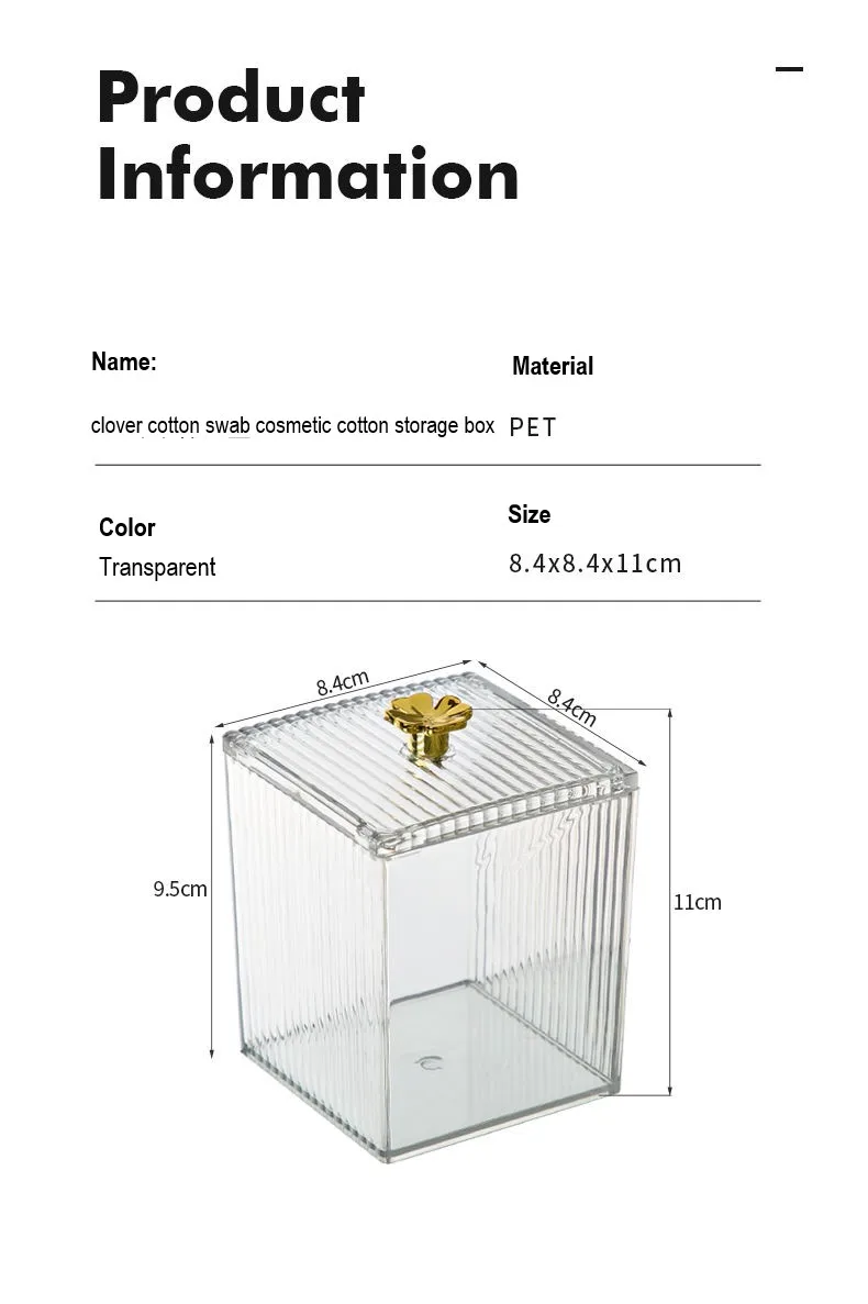 Transparent Cosmetic Jewelry Remover Pads Container, Makeup Cotton Pads, Organizing