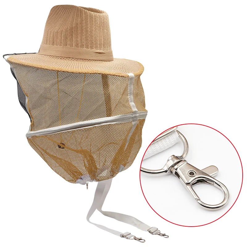 Beekeeper anti bee hat beekeeping hat with hidden net anti mosquito bee insect net veil head face protector beekeeper equipment