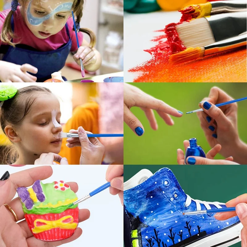 Paint Brushes Bulk Set,120Pcs Paint Brushes For Acrylic Oil Watercolor Painting, Nylon Hair Brushes Kit For Paint Party