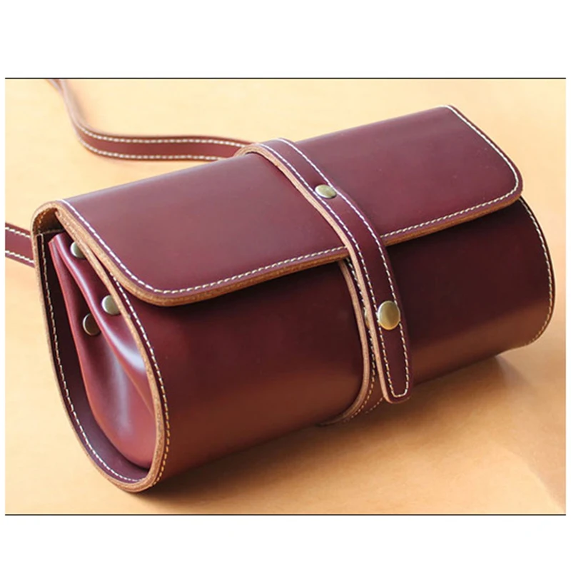 Sewing DIY Shoulder Messenger Bag Pattern Kraft Paper Leather Sewing Cylinder Bag Template Craf 23x10.5CM