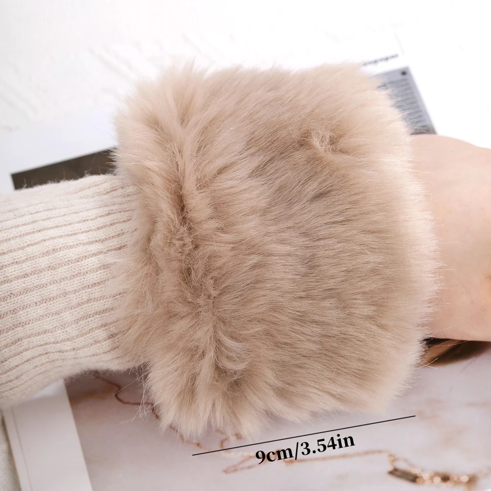 Polsini In Pile Sintetico Per Donna - Scaldamuscoli Invernali Per Sport E Moda, Confezione Da 2 Paia - Foto 7