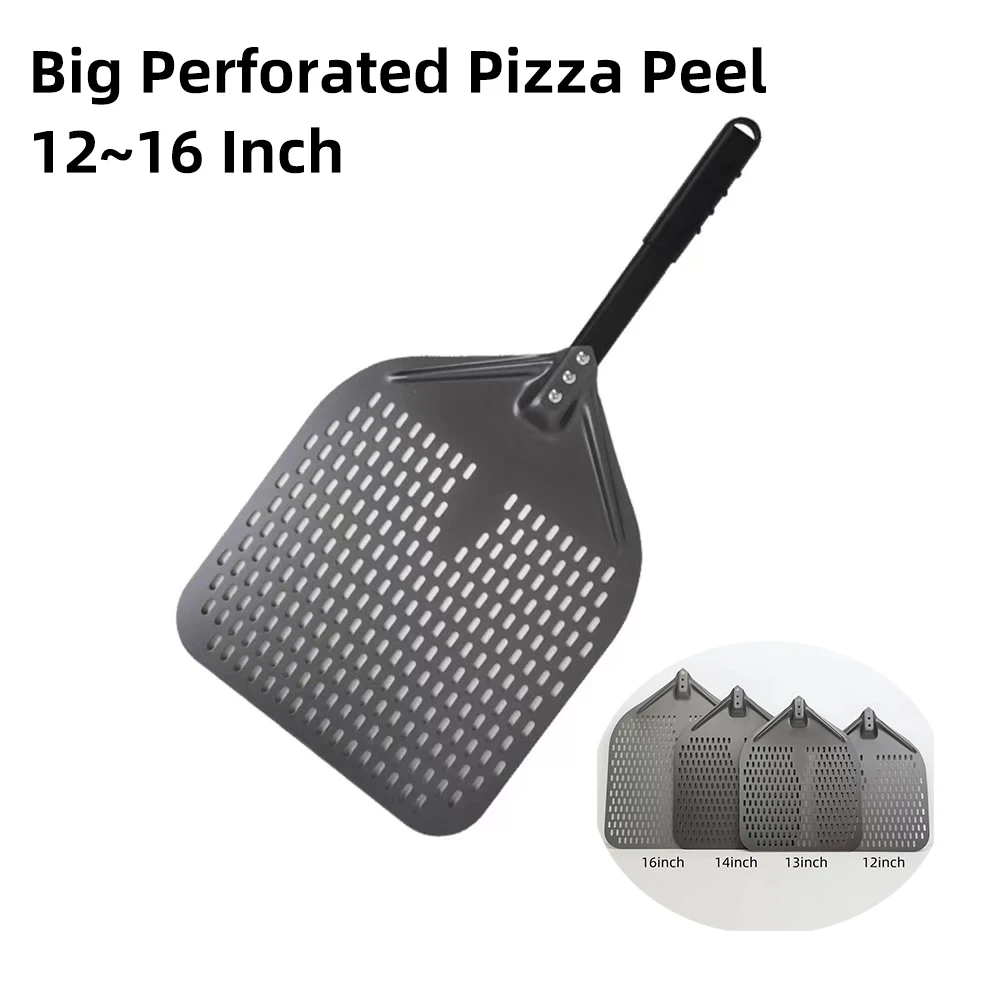 12 13 14 16 Inch Big Pizza Perforated Shovel Paddle Short Handle Oven Turning Peel Kitchen Tools Spatula Nonstick Pizza Baking