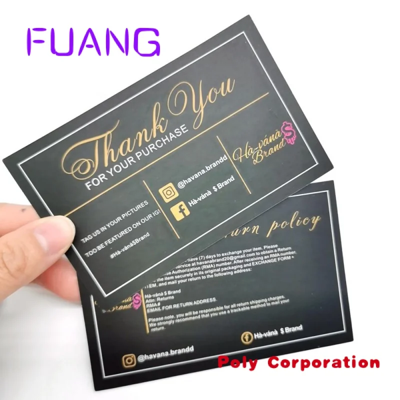 Custom  Wholesale custom logo luxury custom design colorful paper thank you post card with foil logo printed.