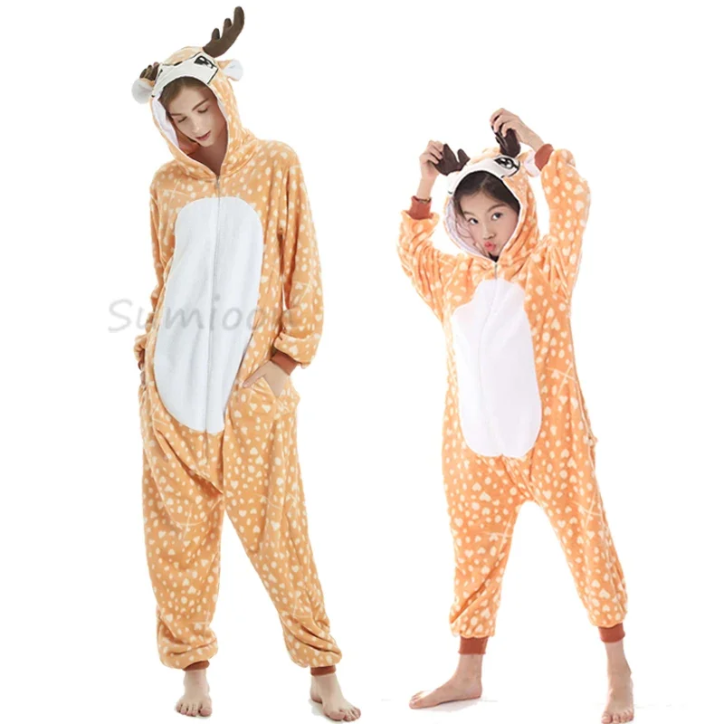 Kigurumi Panda Animal Adults Unicorn Onesies Pajamas Flannel Boy Girl Unicornio Sleepwear Kids Pyjamas Licorne Cosplay Costumes