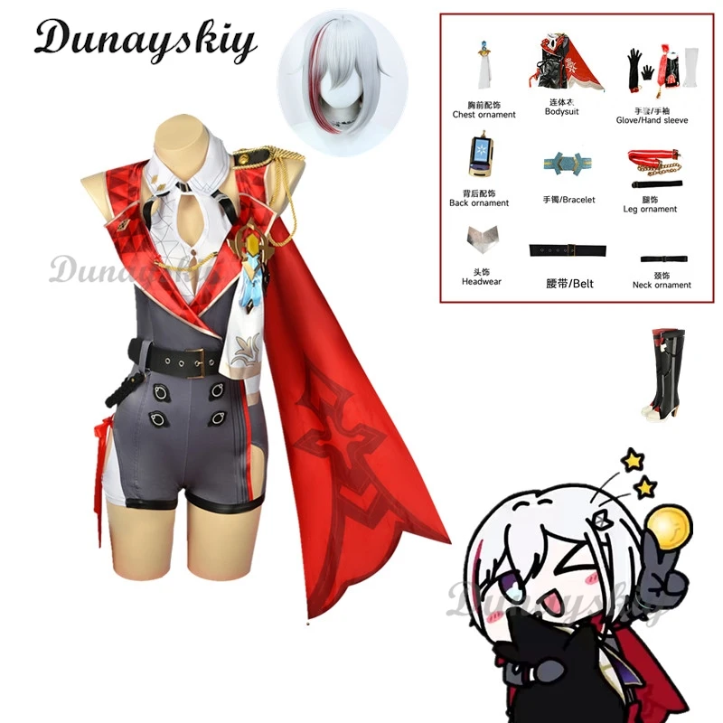 

Topaz Cosplay Dress Anime Honkai Star Rail Costume Uniform Accessories Wig Set Halloween Party Role Play Topaz Outfit for Women