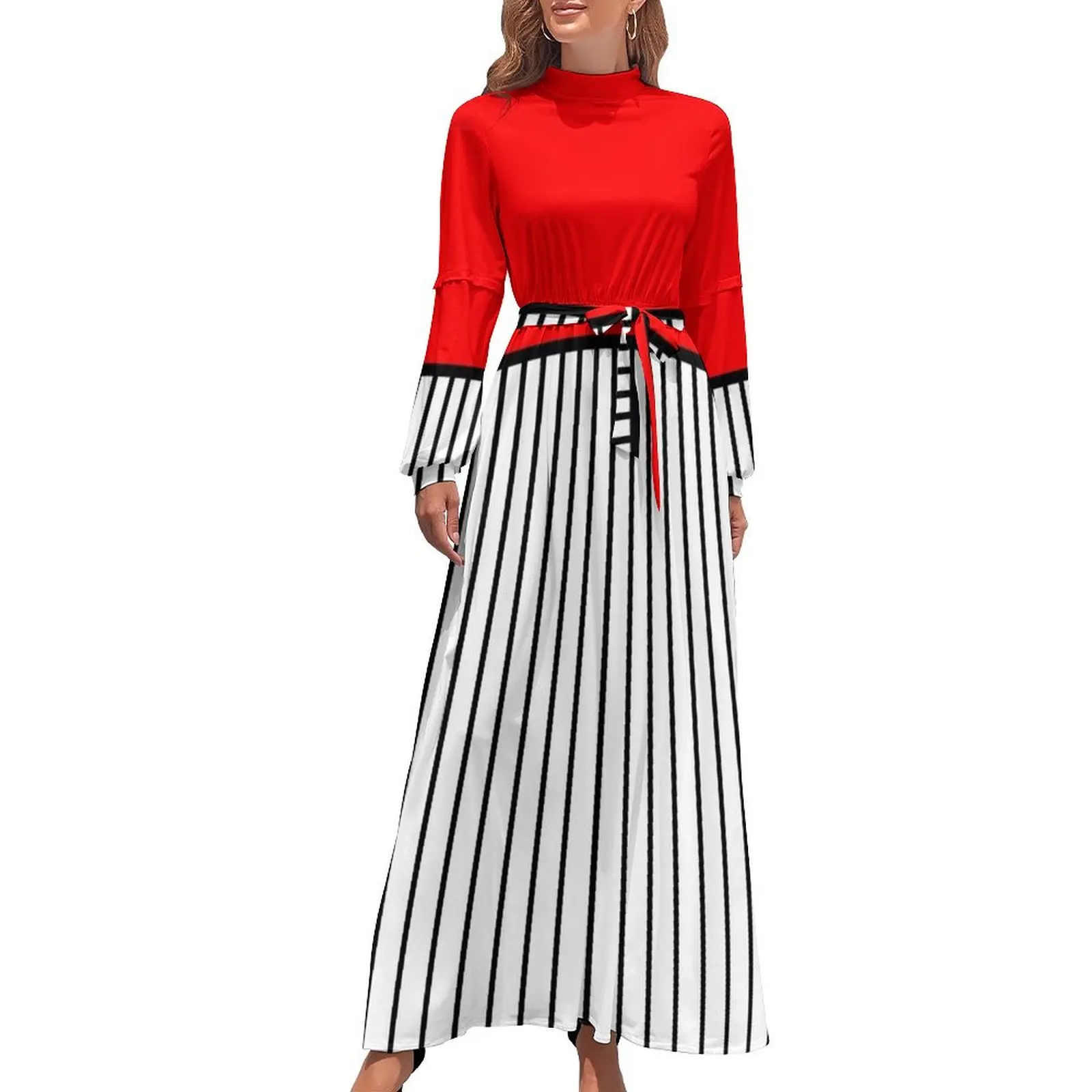 Vestido largo de noche con diseño de bloques geométricos preppy Vestido largo de noche para mujer
