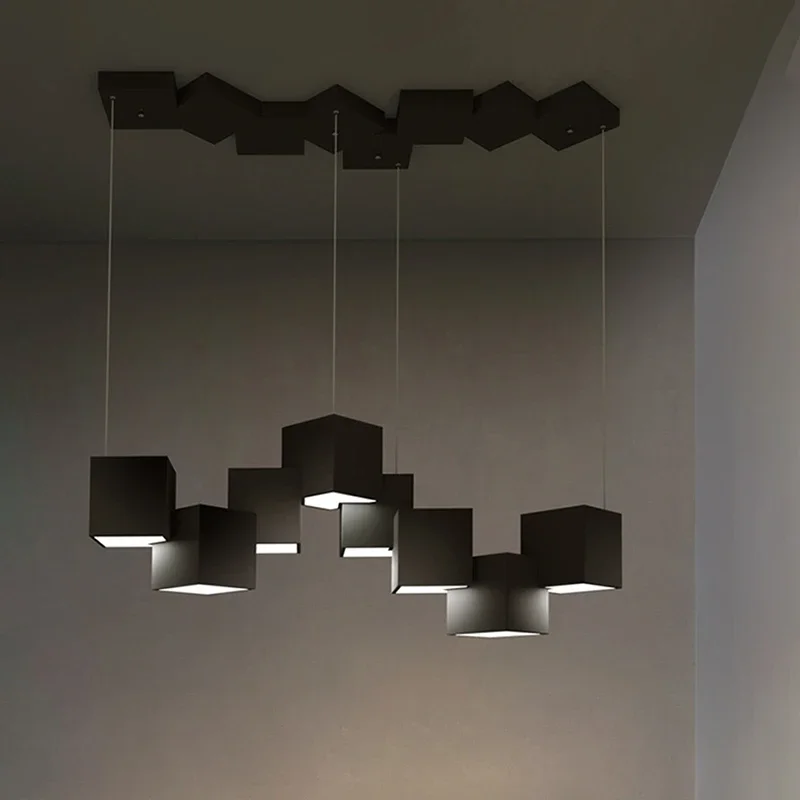 

Светодиодные подвесные светильники для гостиной, Современная Подвесная лампа в виде куба для бара, черный/белый/простой подвесной светильник для кафе, бара, ресторана