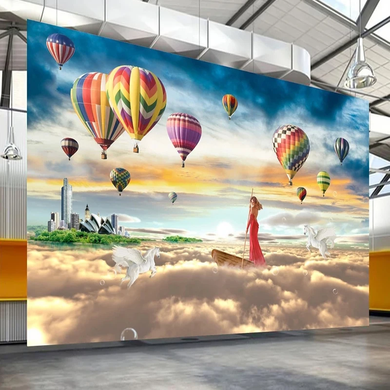 

Creative Hot air Balloon Goddess Fog Sea Photo Wallpaper 3D Stereo Embossed Modern Decor Wall Mural Wallpaper Papel De Parede 3D