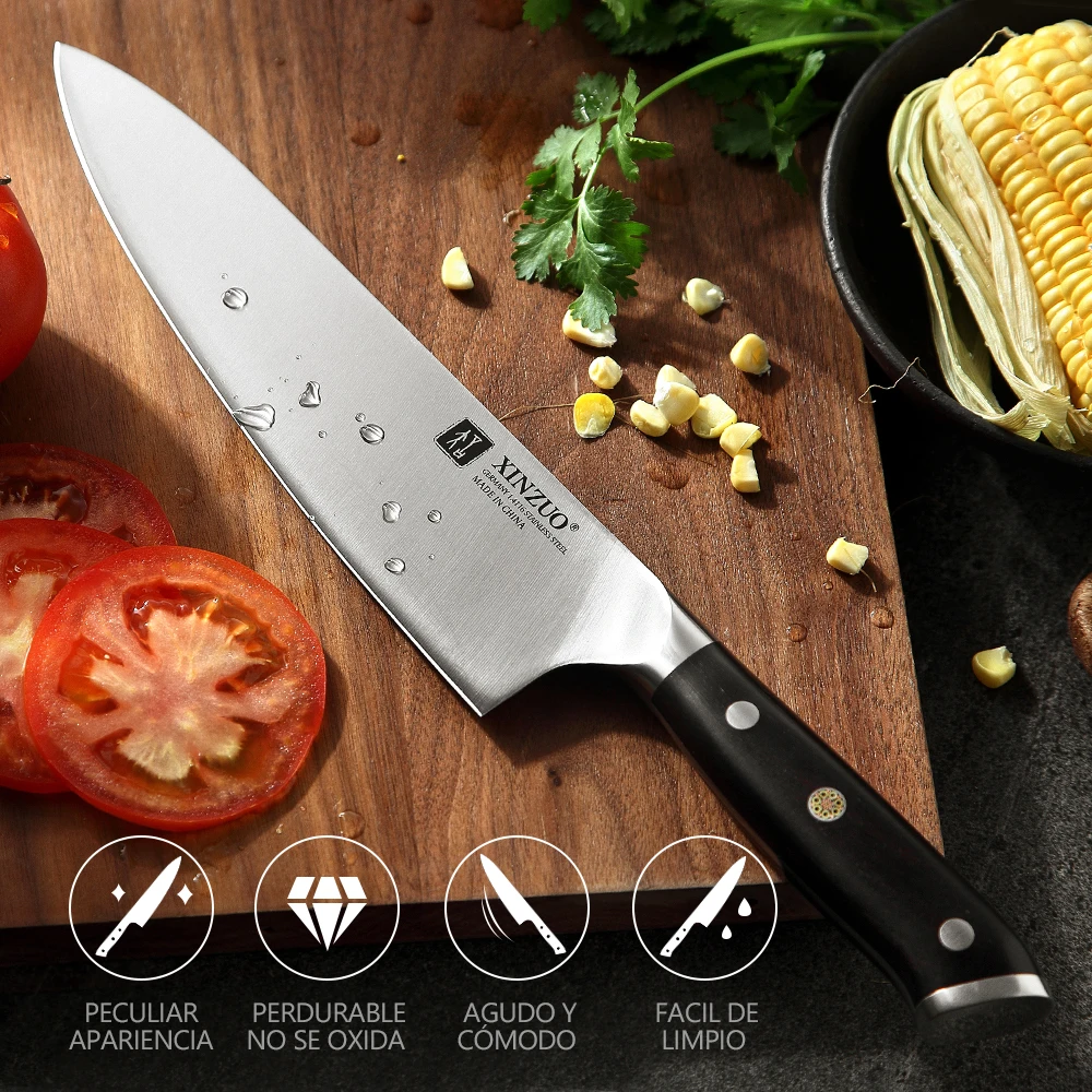 Cuchillo Chef 12 Mango Rojo Pro Series