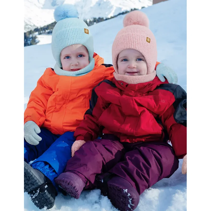 New Winter Children's Hat Neck Warmer Gloves 3pcs Set Winter Infant Knitted Wool Ball Ear Protection Hat Neck Glove 3-piece Set