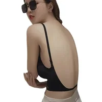 Soutien-gorge invisible plongeant en U profond pour femmes, haut dos nu pour robes, lingerie sexy avec sangle transparente, sous-vêtements push-up sans bretelles 6
