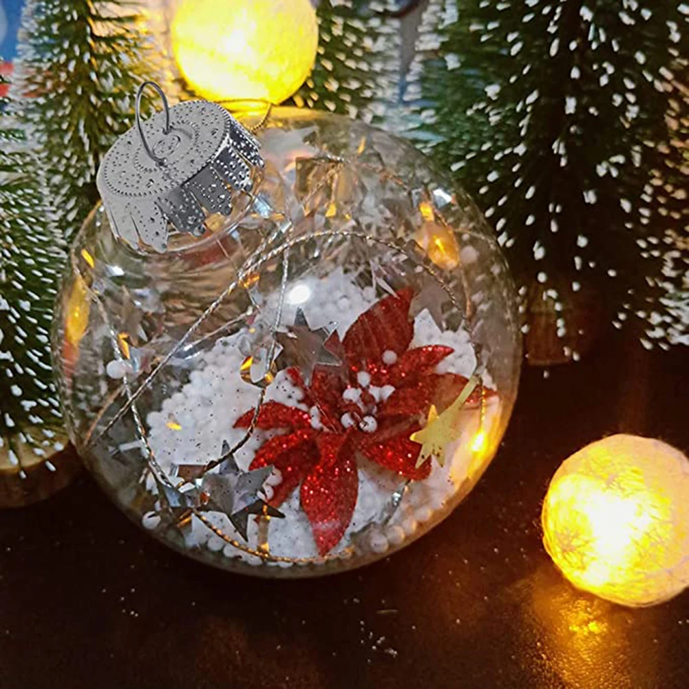 12pcs Clear Fillable Ornament Balls, Removable Top Clear Hanging Ornaments  Ball, Diy Plastic Ornaments Round Balls, Perfect For Decoration On Christma