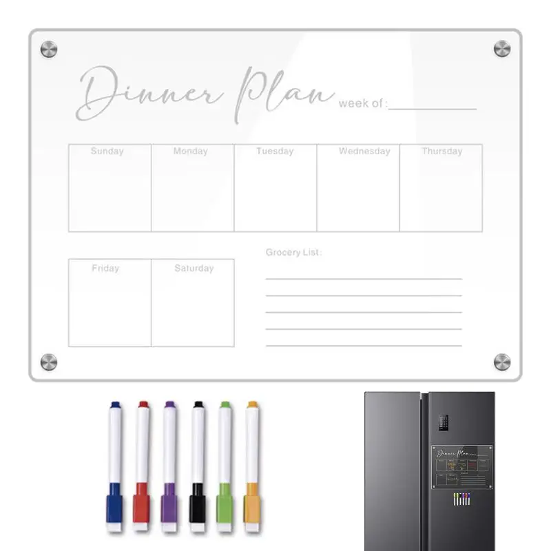 Fridge Dry Erase Board Magnetic Board Planner Board Fridge To Do List Clear Magnetic Board With Markers Calendar Memo Shopping