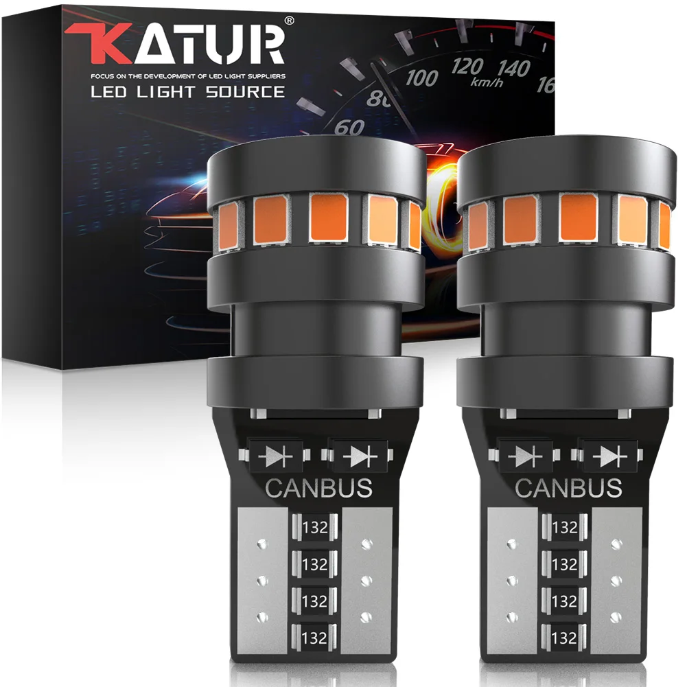 

2Pcs T10 194 LED 12V Amber W5W 168 LED Bulbs Canbus For Car Parking Position Lights Interior Map Dome Lights 360 Degree Lighting