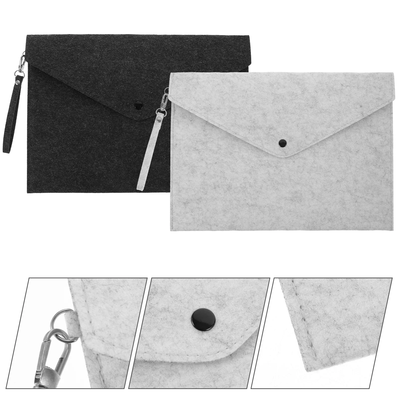 

4 Pcs Folders A4 Document Portable Felt Holder Paper Briefcase Bag with Loop Snap Type Travel