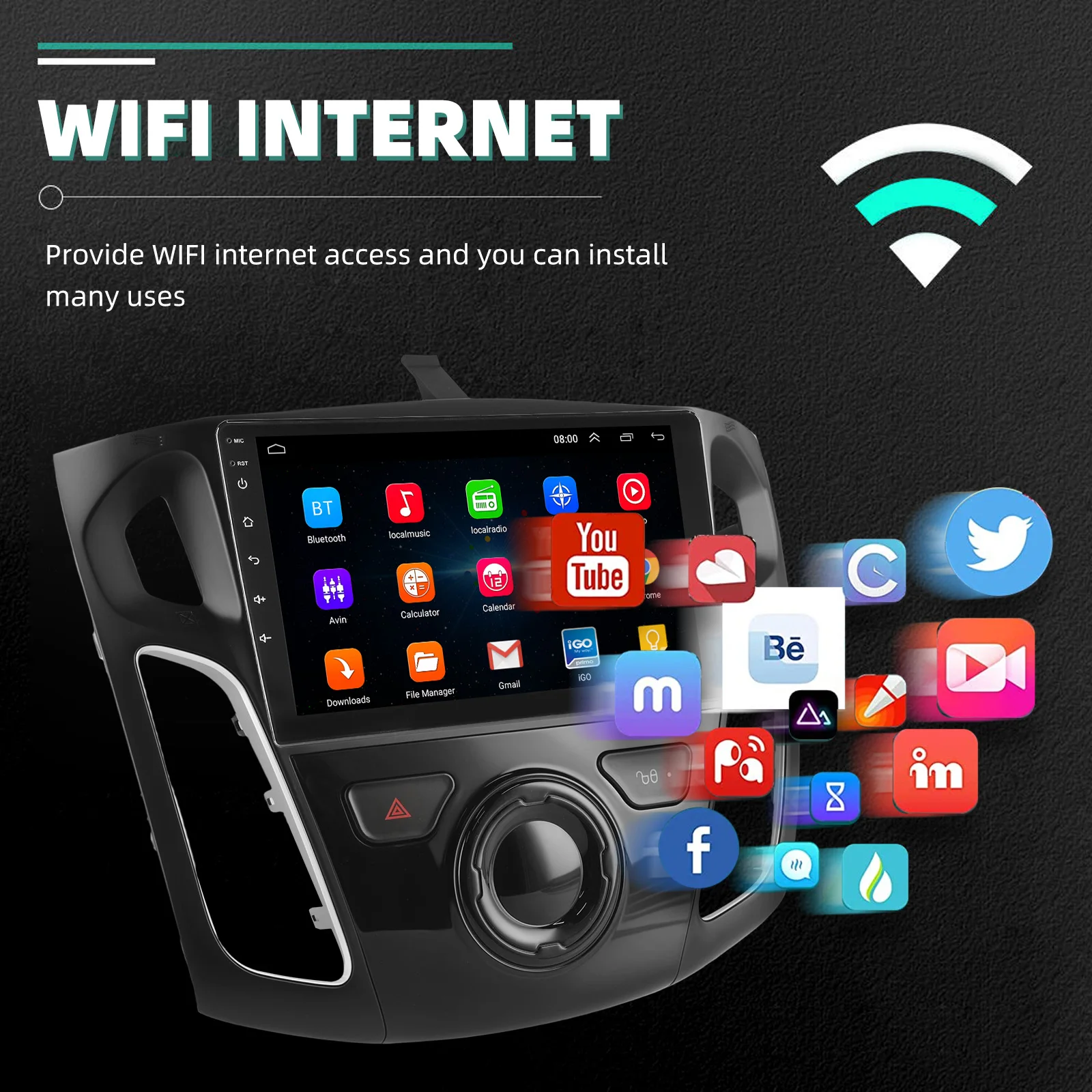 ESSGOO Android 15 Autoradio 9" GPS Navi für Ford Focus MK3 2011-2018 - CarPlay Android Auto Multimedia Player FM Bluetooth WiFi RDS Lenkradfernbedienung Mirror Link IPS Touchscreen Head Unit – Detail 9