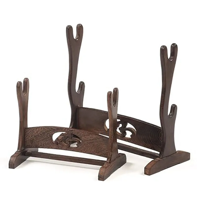 Sandalwood Carved Ivory Bracket, Ox Horn Tray, Wooden Sword Display, Katana Stand Holder, Crescent Collectible Exhibition Wood