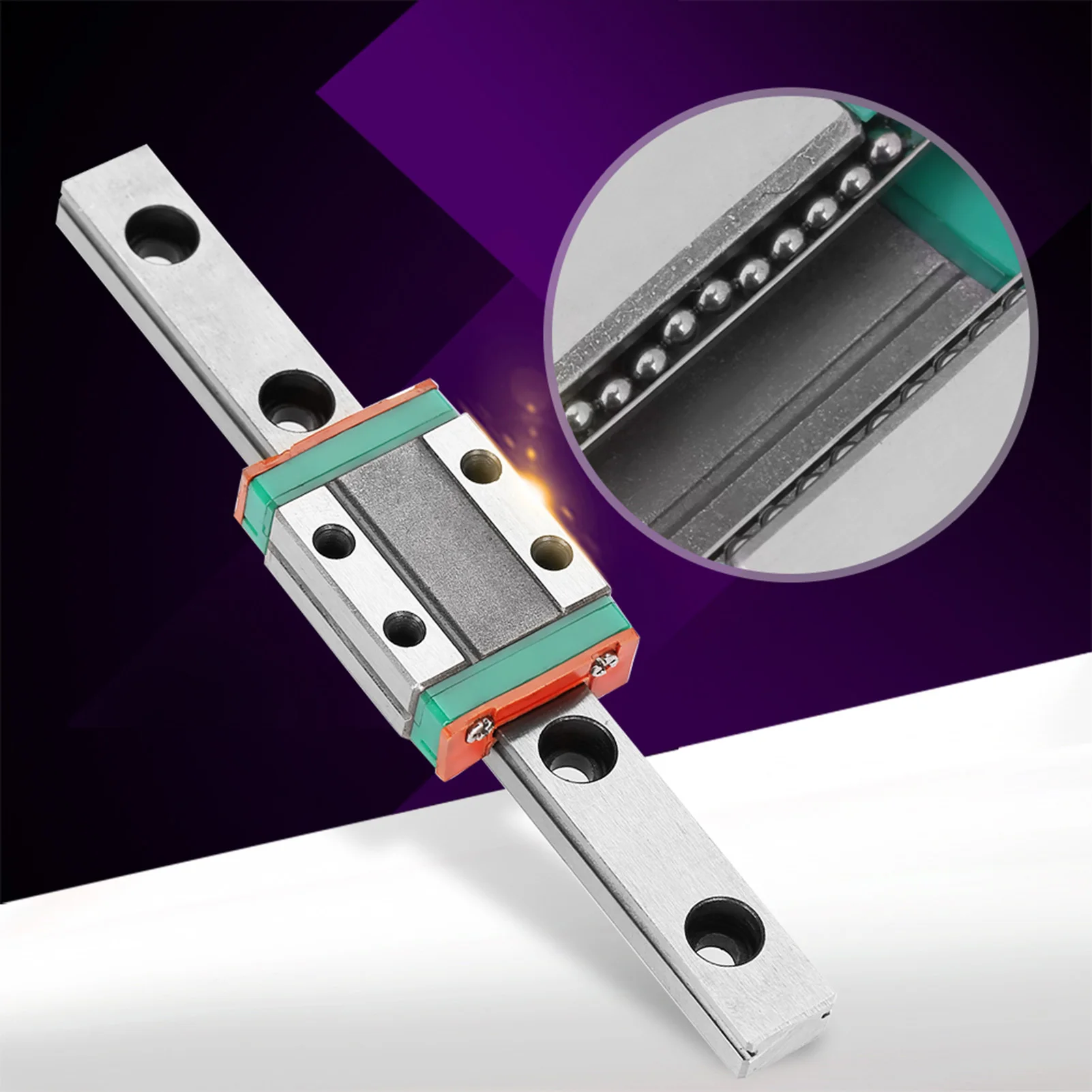 Compact Linear Motion Rail with Slide Block and Carriage - 9mm Width