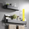 Black Bathroom Shelf Shower Basket Kitchen Storage Rack With Towel Bar Cosmetics Wall Shelves Bathroom Accessories 2