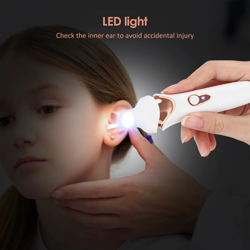 Rechargeable Electric Ear Pick with Light Visual Electric Ear Suction Device for Ear Wax Removal Luminous Ear Care Tool