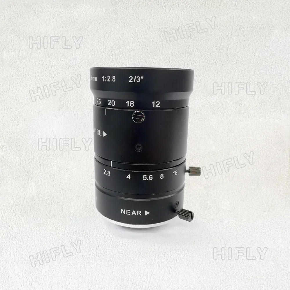 

Camera len with 2/3" F2.8-16 Manual iris 5mp 12-36mm Varifocal 3X Zoom Lens for digital SLR camera