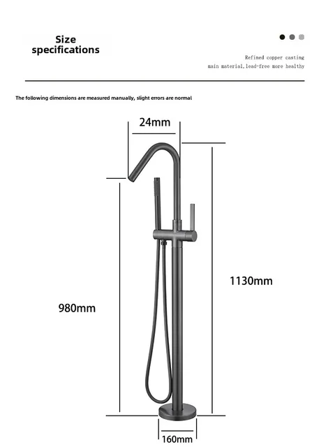 ร่วมสมัยปกปิดชั้นอ่างอาบน้ําก๊อกน้ําฝักบัวมือปืนสีเทาเดี่ยวร้อนเย็นอ่างด้านข้างแนวตั้งน้ําตก Spout 6