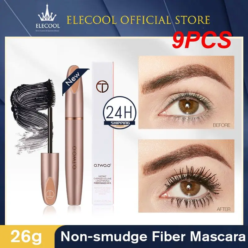 

9PCS 3D Silk Fiber Eyelash Black Mascara Waterproof Long Lasting Lash Thick Mascara Long Eyelashes Extension Make Up Mascara