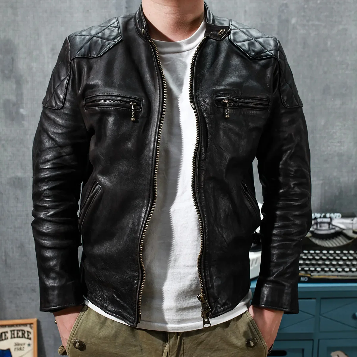 

SDH1180 Asian Slim Size Super Top Quality Genuine Japan Horse Leather Aged Washing Classic Durable Horsehide Stylish Jacket